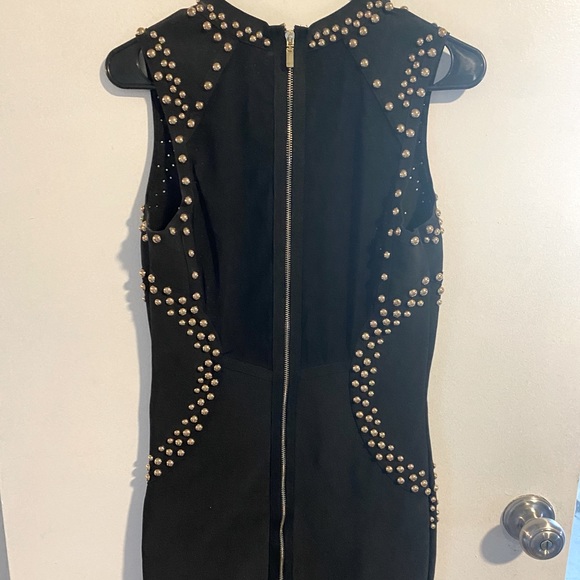 Black Bodycon Dress with Gold Hardware - Picture 4 of 4